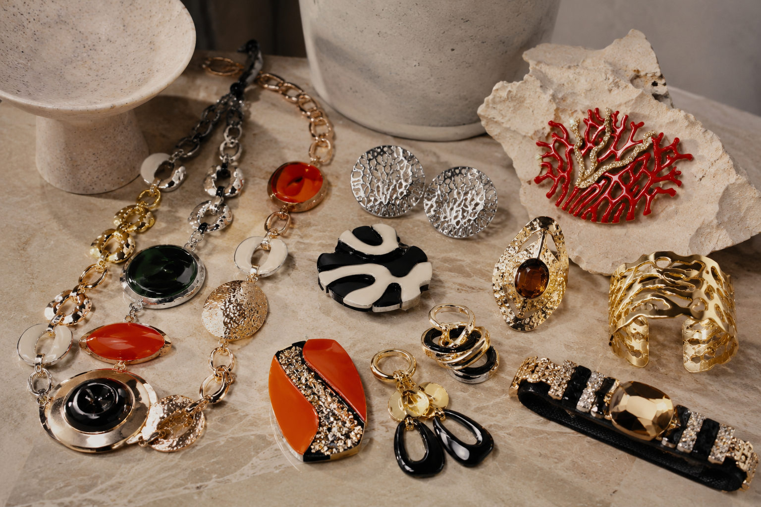 Modern premium costume jewelry collection.